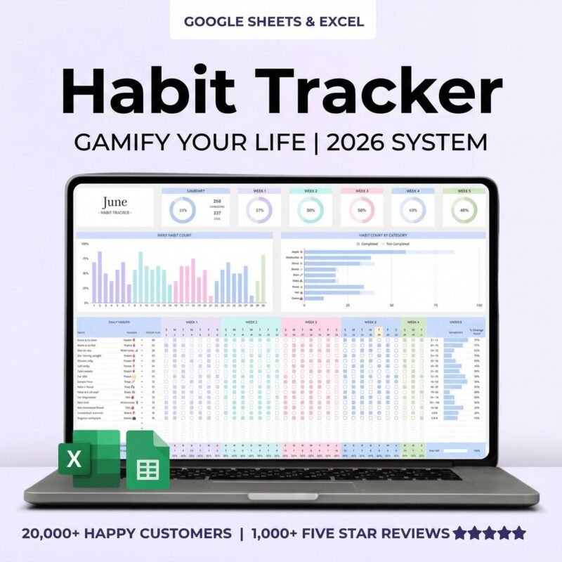 ULTIMATE 2026 HABIT TRACKER & LIFE DASHBOARD [Google Sheets + Excel]